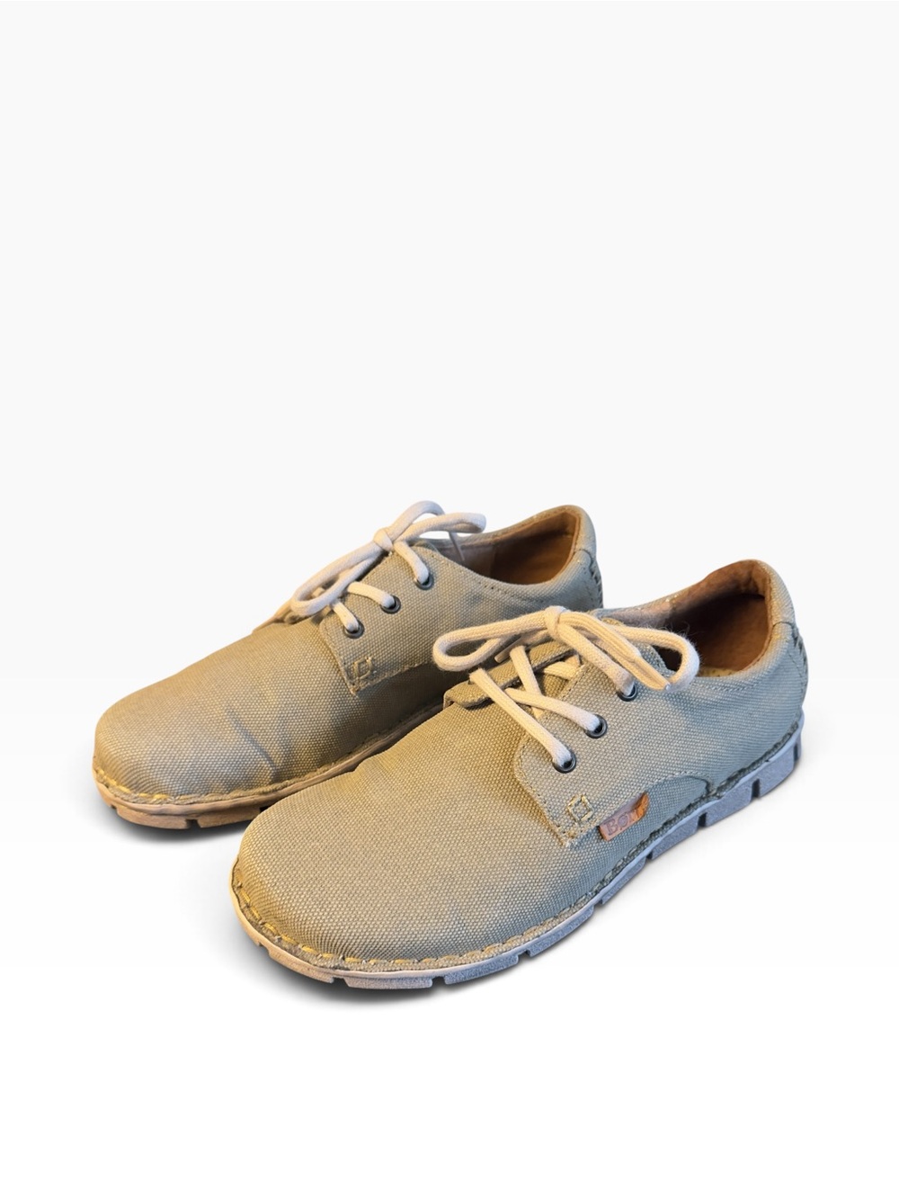 Born Men's Beige Leather and Canvas Lace-Up